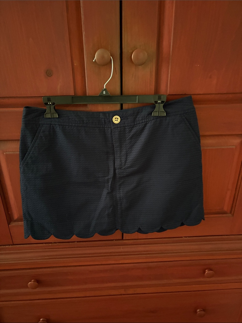 Navy Scallop Hem Mini Skirt